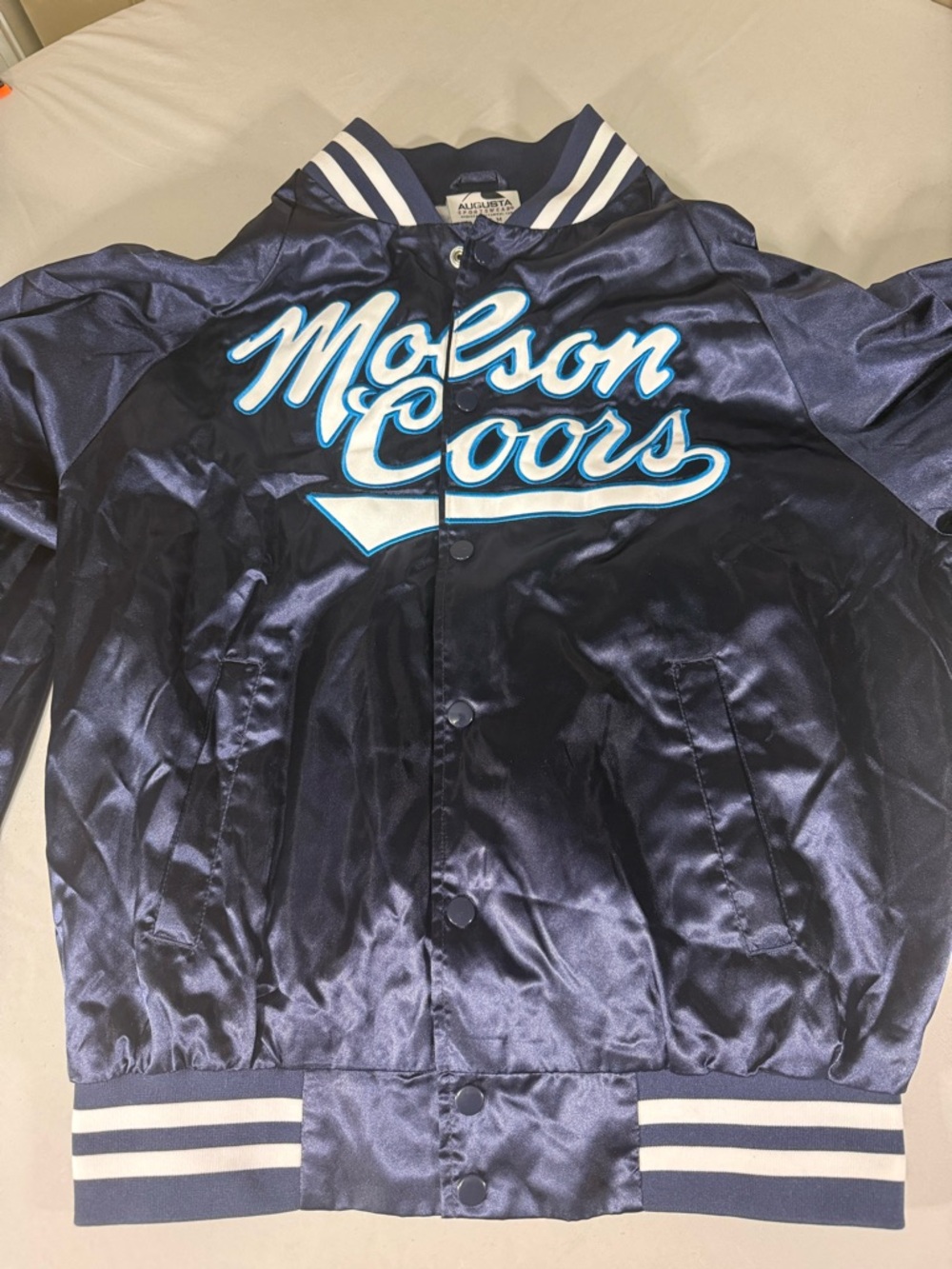Molson Coors Satin Varsity Jacket‎ Mens M Beer Promo Y2K Streetwear - Picture 5 of 12